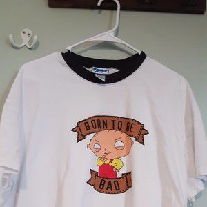 Vintage & Rare Family Guy Stewie Born to Be Bad White Short Sleeve T-shirt Sz XL